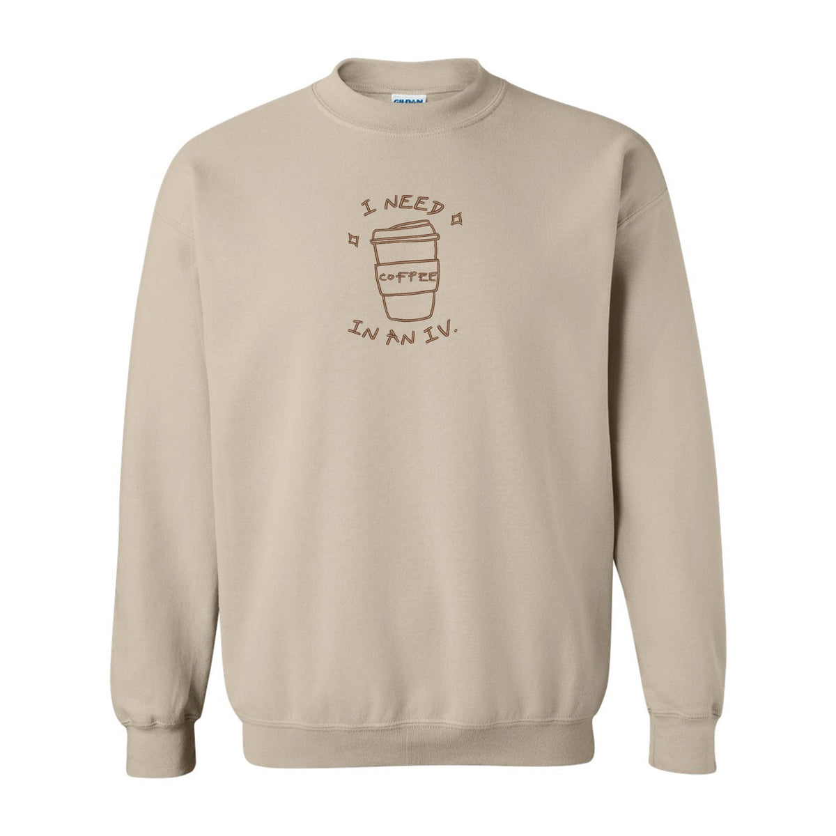Crewneck "I Need Coffee" brodé