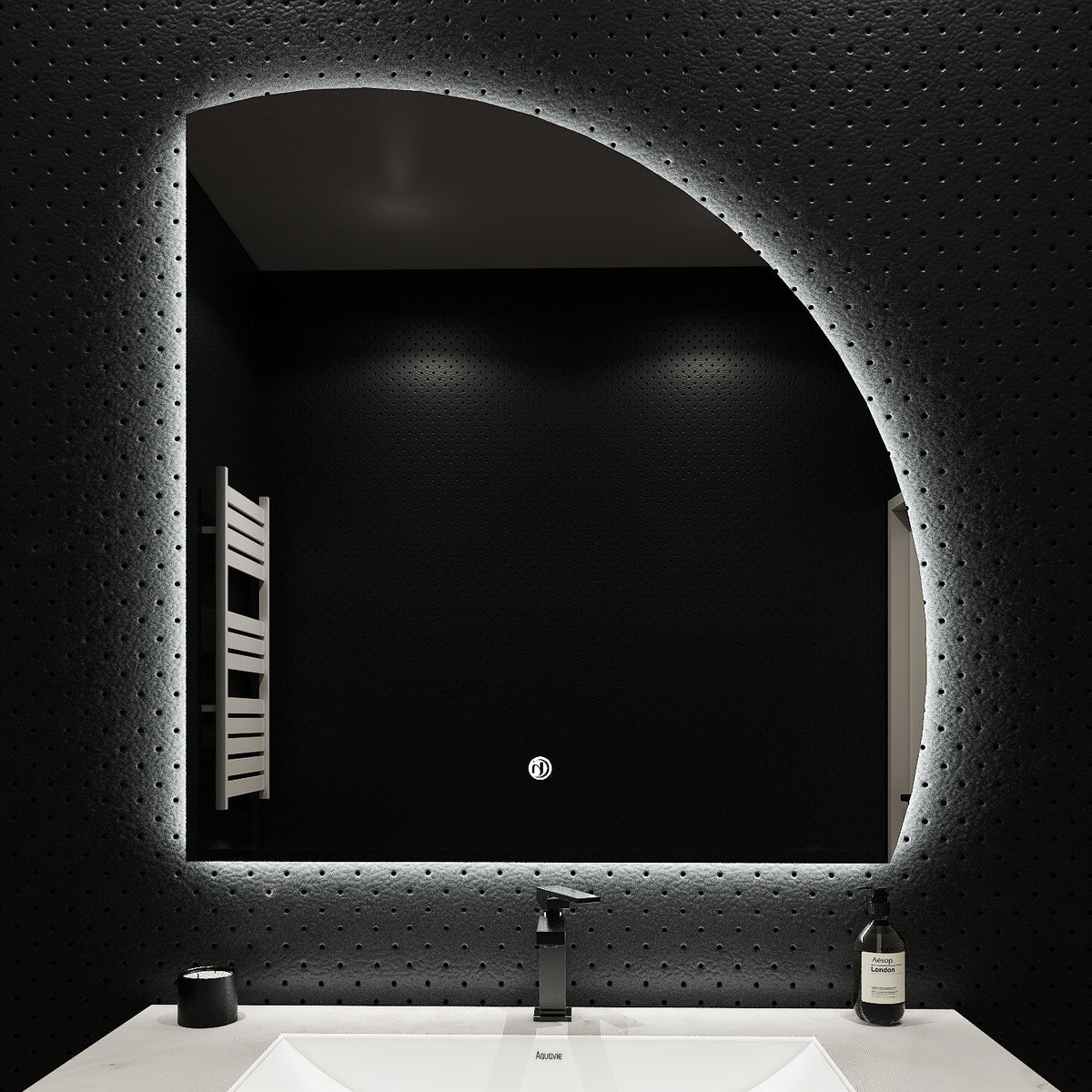 Semi-Circle LED Bathroom Mirror, Stepless Dimming, Tempered Glass – 32"x32" / 36"x36" / 42"x42"