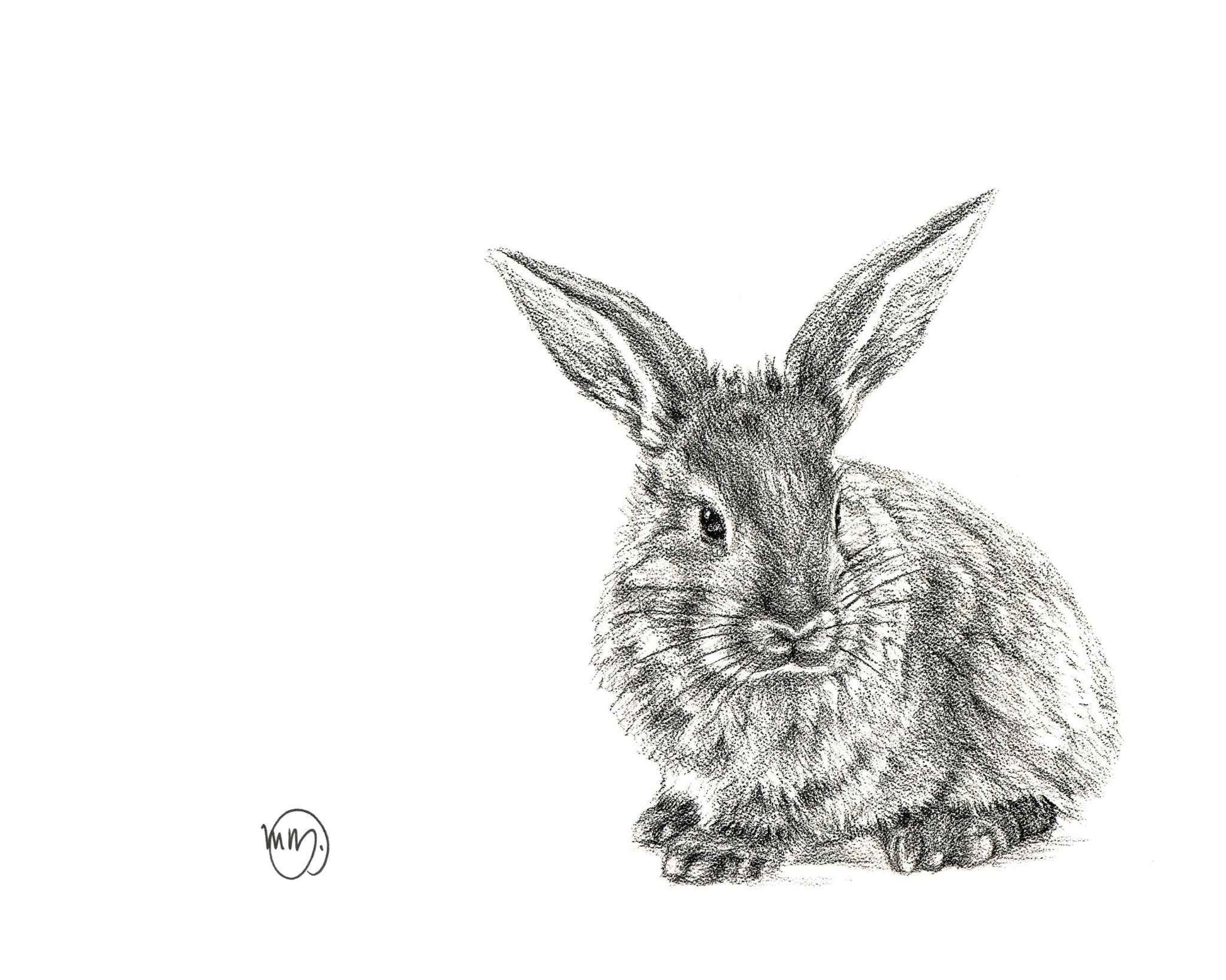 Cute Rabbit Profile - Black and White Nursery Wildlife Art Print