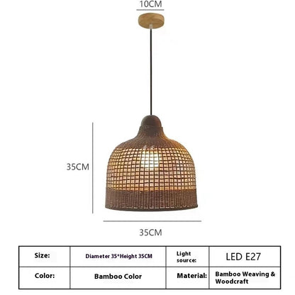Retro Wooden Rattan Chandelier – Modern Pendant Ceiling Light for Dining Room, Living Room & Bedroom