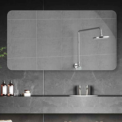 39-Inch Frameless Bathroom Vanity Mirror – Wall-Mounted Anti-Fog Waterproof Silver Mirror with Rounded Corners