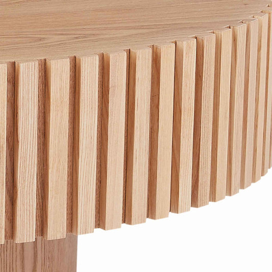 Natural Wood Drum Coffee Table 39.37 Inch Round MDF Circle Coffee Table for Living Room (United States Delivery Only)