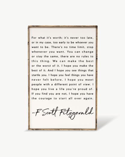 F. Scott Fitzgerald Wood Sign