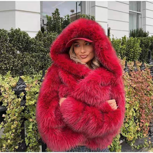 Women’s Faux Fur Coat – Thick Warm Furry Winter Jacket for Fall & Winter