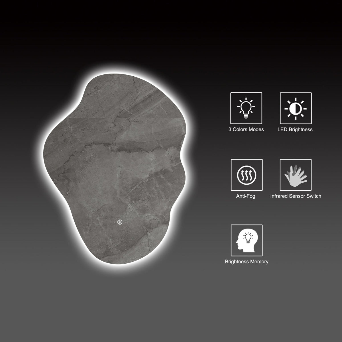 Flow Backlit LED Bathroom Mirror, Wave Sensor