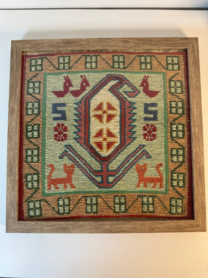 Gerahmter Aserbaidschan Kilim 12" x 12"