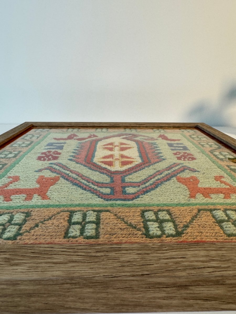 Gerahmter Aserbaidschan Kilim 12" x 12"