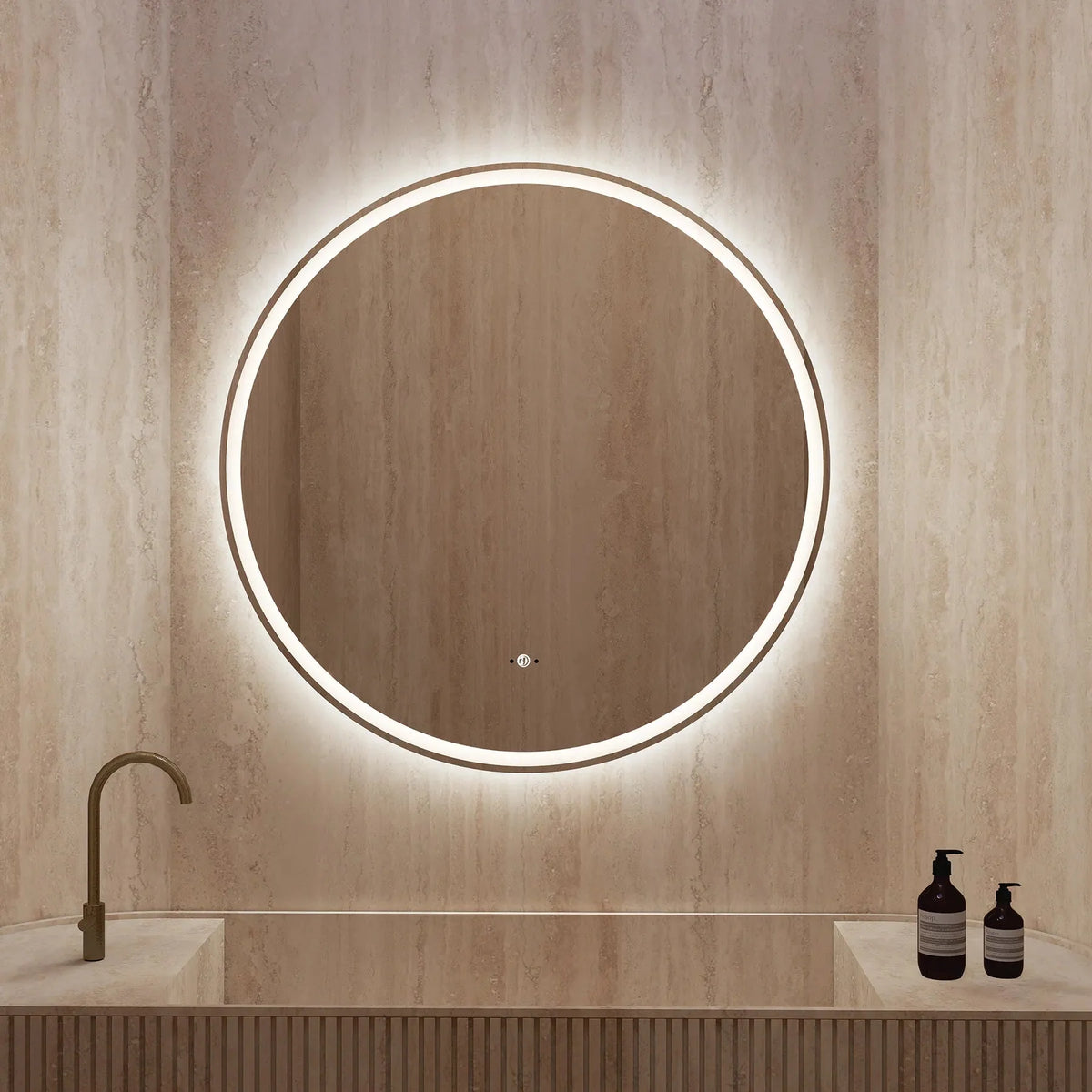 Frameless Round LED Mirror (28"–36") with Anti-Fog, CRI 90+ & Seamless Lighting