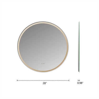 Frameless Round LED Mirror (28"–36") with Anti-Fog, CRI 90+ & Seamless Lighting