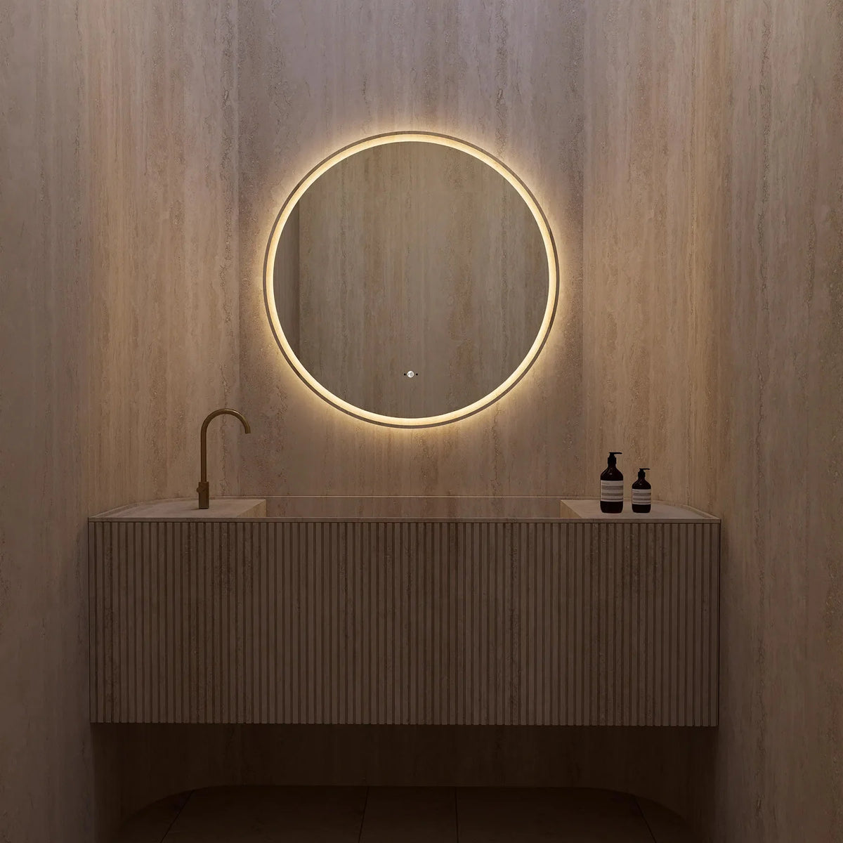 Frameless Round LED Mirror (28"–36") with Anti-Fog, CRI 90+ & Seamless Lighting