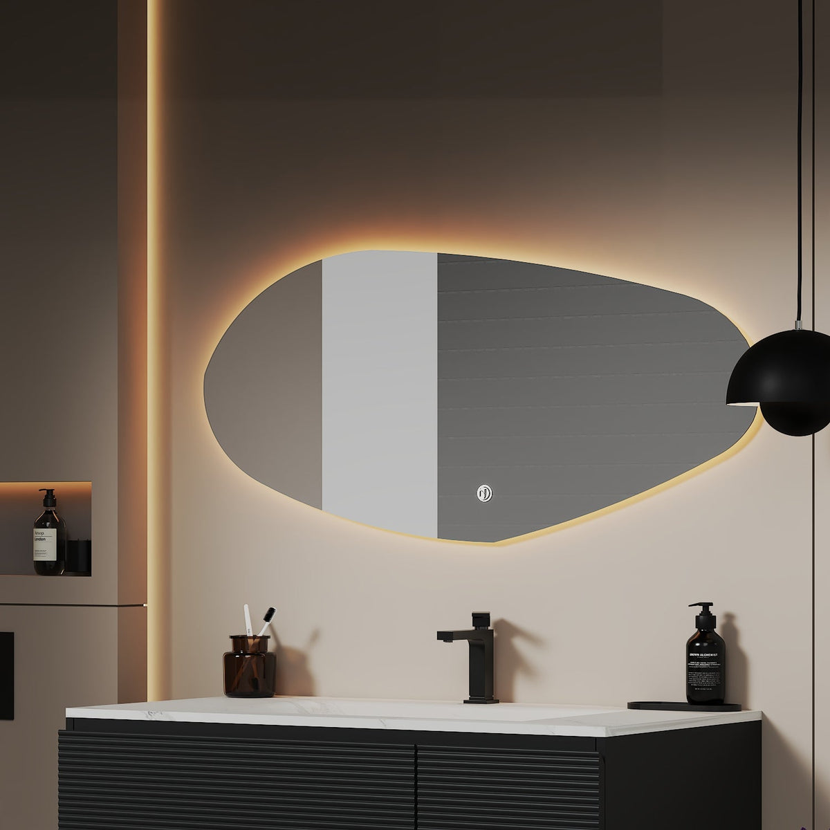 42" Glide Backlit LED Bathroom Mirror, Tempered Glass, Copper-Free HD Silver Mirror, Anti-Fog
