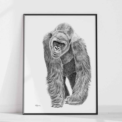 Gorilla illustration - wildlife animal print - collaboration with La Fondation du Zoo de Granby
