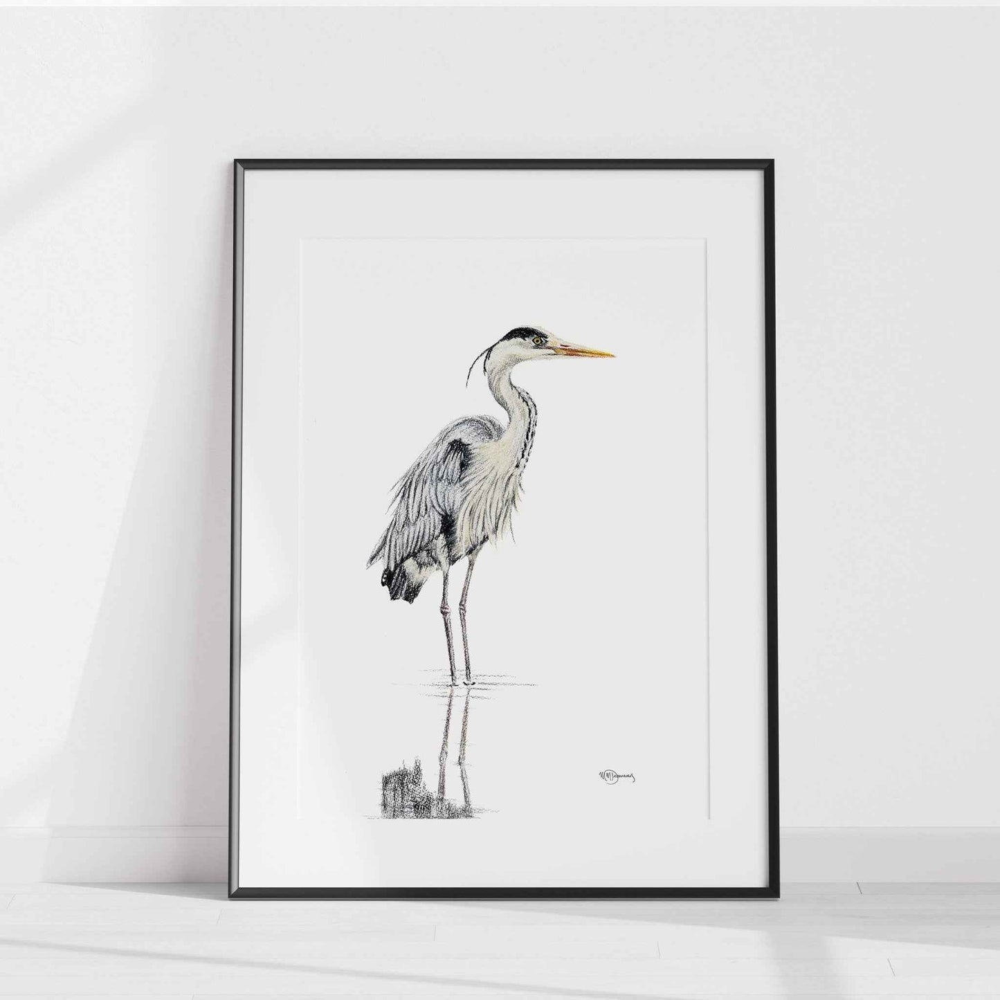 Heron NO 1 - Colored Blue Heron in water - art print