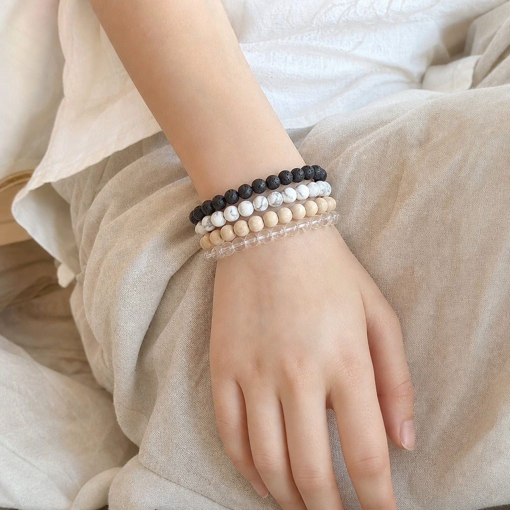 Howlite White Bead Bracelet