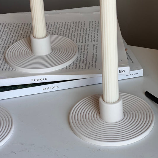 Minimalist Jesmonite Candlestick Holder: Round Taper Candle Decor