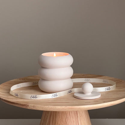 Donut Jar Sojakerze: Holzdocht, Jesmonite-Gefäß, handgemacht