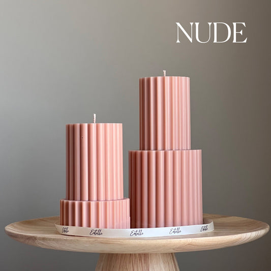 Handmade Ribbed Soy Wax Pillar Candle | Home Decor