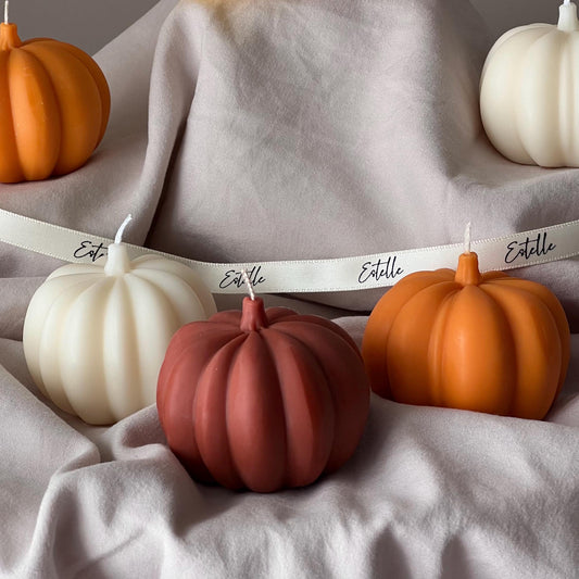Handmade Pumpkin Soy Wax Candle: Autumn Halloween Decor