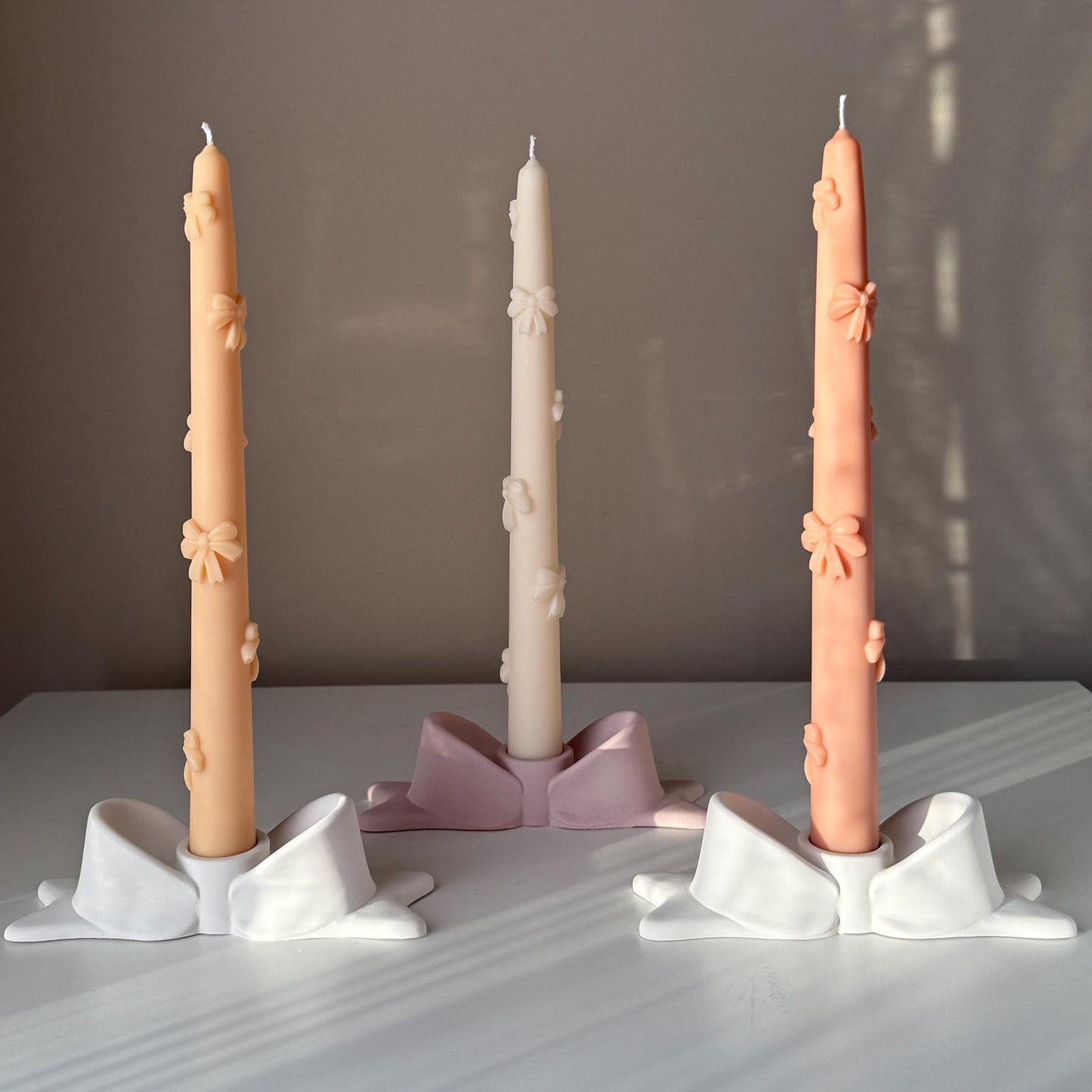 Bowtie Jesmonite Candlestick Holder: Modern Table Decor
