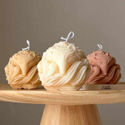 Fox Ball Soy Candle: Handmade Sculptural Home Decor