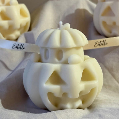 手作りハロウィン ゴーストとカボチャのキャンドル：ソイワックス製ホームデコ