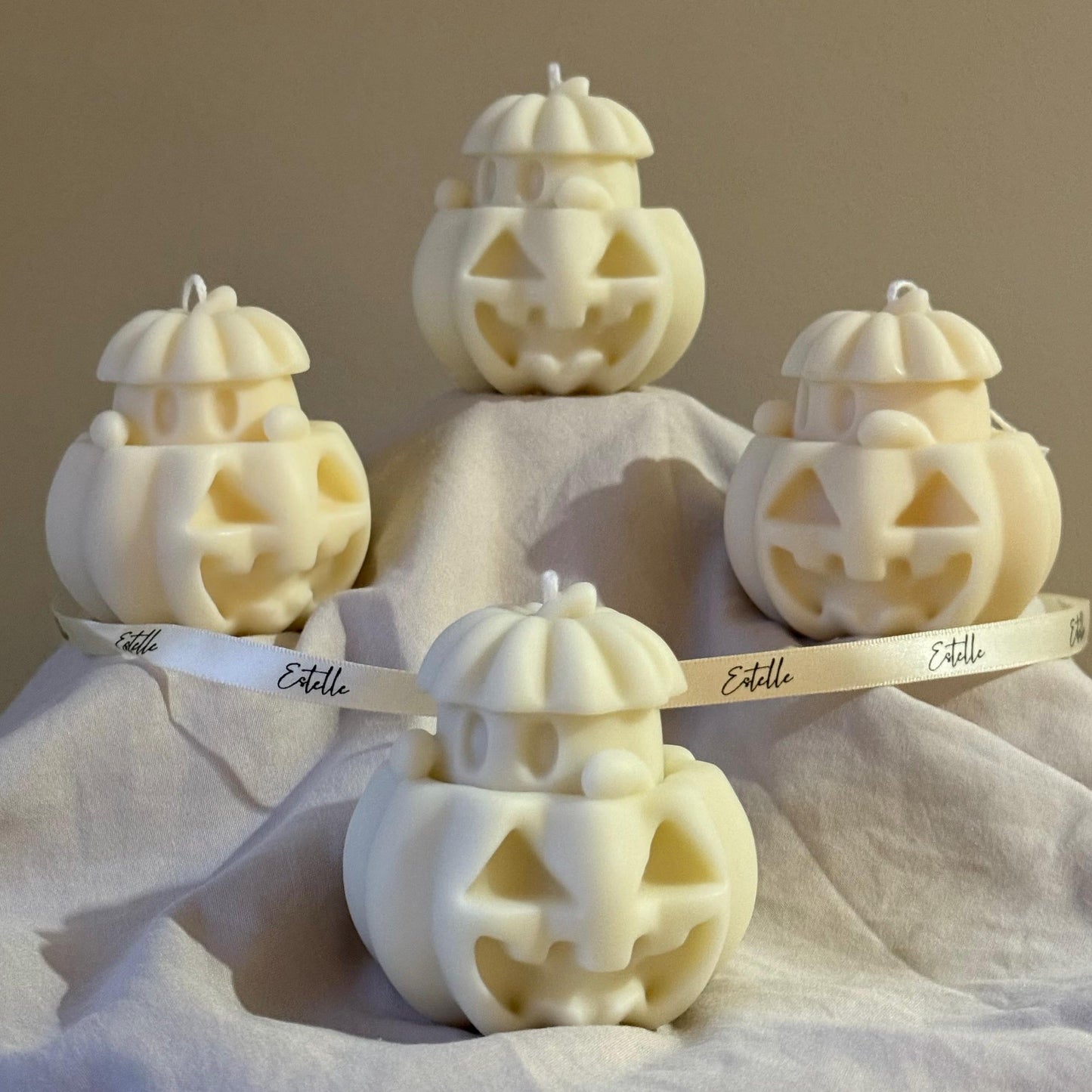 手作りハロウィン ゴーストとカボチャのキャンドル：ソイワックス製ホームデコ