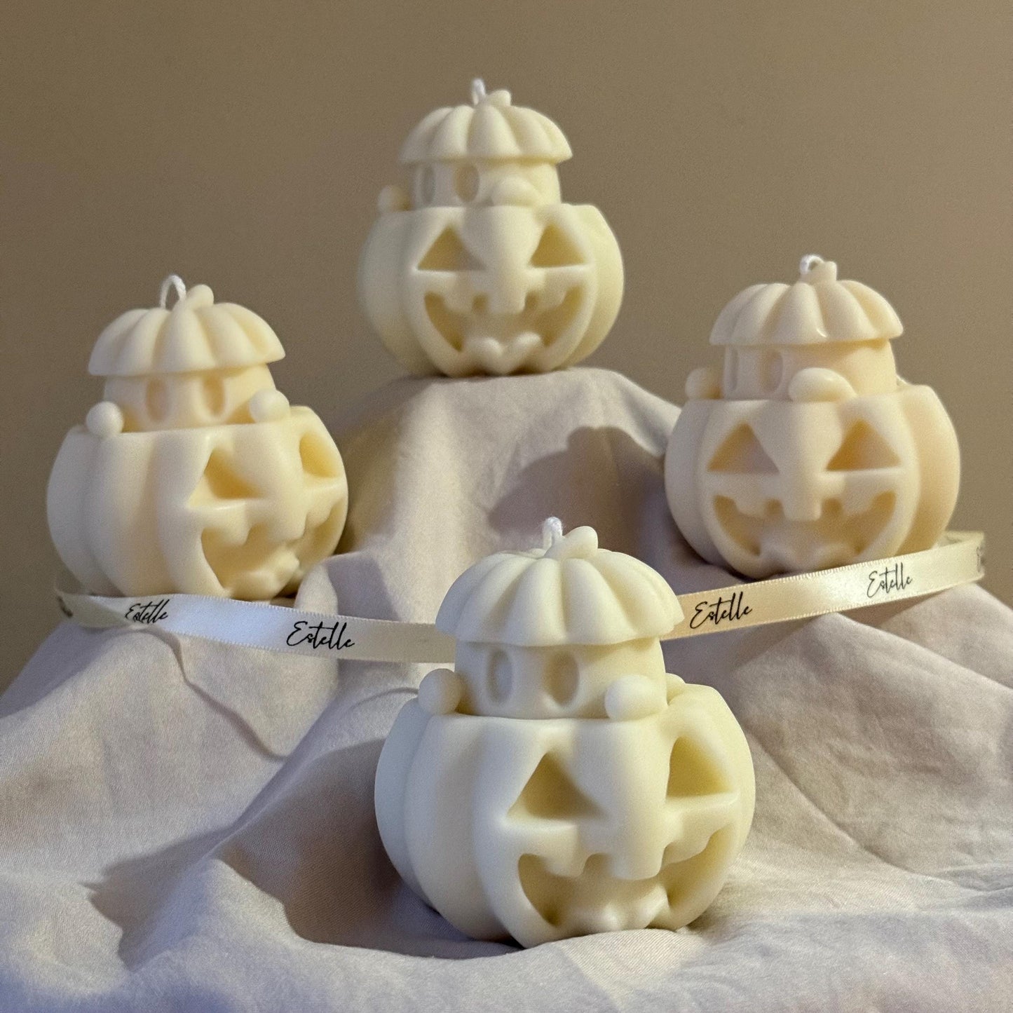 手作りハロウィン ゴーストとカボチャのキャンドル：ソイワックス製ホームデコ
