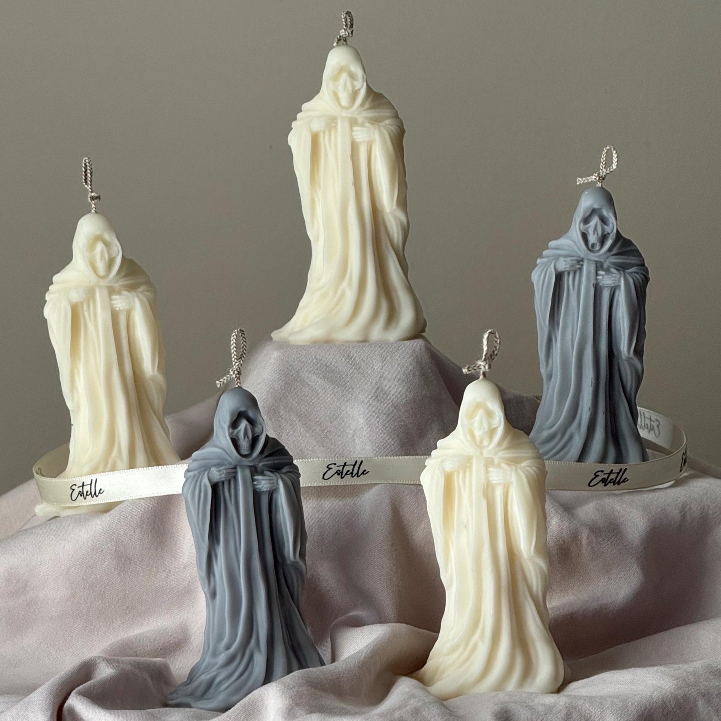 手作りおばけキャンドル：不気味なハロウィンデコレーション、ソイワックス