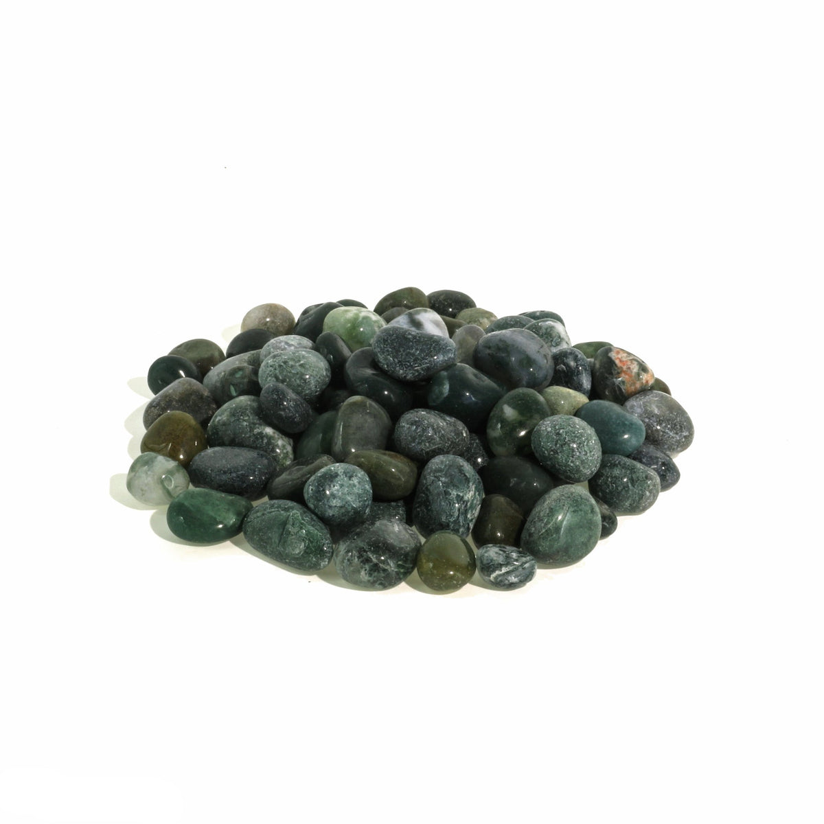 Green Moss Agate Tumbled Stones - India