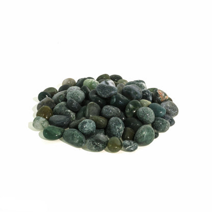 Green Moss Agate Tumbled Stones - India