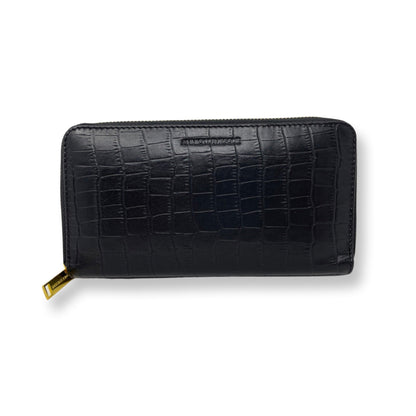 Portefeuille en cuir Anna, Noir Croco