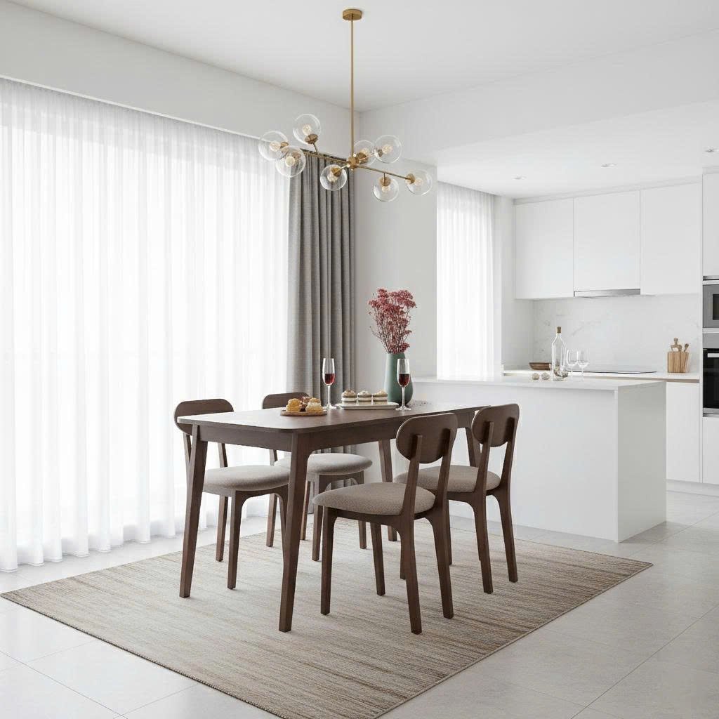 Koster Brown Wood 4-Seat Dining Set