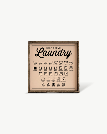 Laundry Symbols Wood Sign - AURABAGS SHOP