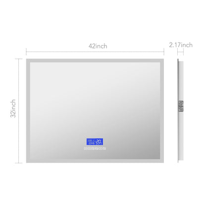 LED Bluetooth Bathroom Mirror with Speaker, Anti-Fog, Dimmable – 24" / 30" / 36" / 42" / 60" x 32"