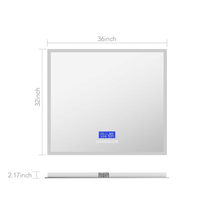 LED Bluetooth Bathroom Mirror with Speaker, Anti-Fog, Dimmable – 24" / 30" / 36" / 42" / 60" x 32"
