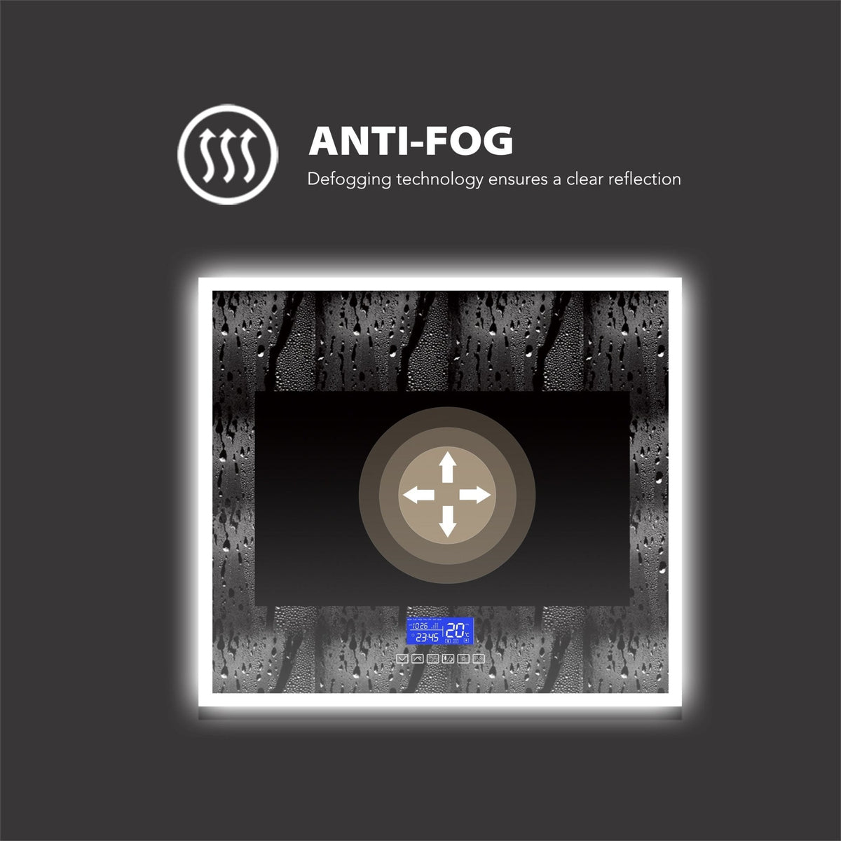 LED Bluetooth Bathroom Mirror with Speaker, Anti-Fog, Dimmable – 24" / 30" / 36" / 42" / 60" x 32"