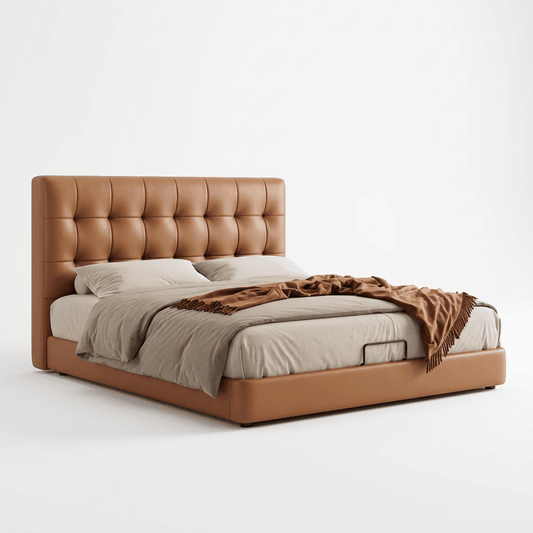 Leo Contemporary Eco-Leather Platform Bed