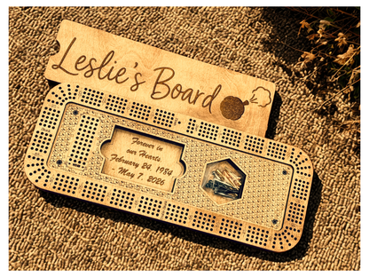 Personalized Cribbage Board with Card and Pegs Storage,Rectangular Size,With Scoring Panel