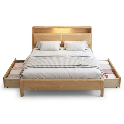 Liam Natural Wood Crafted Bed