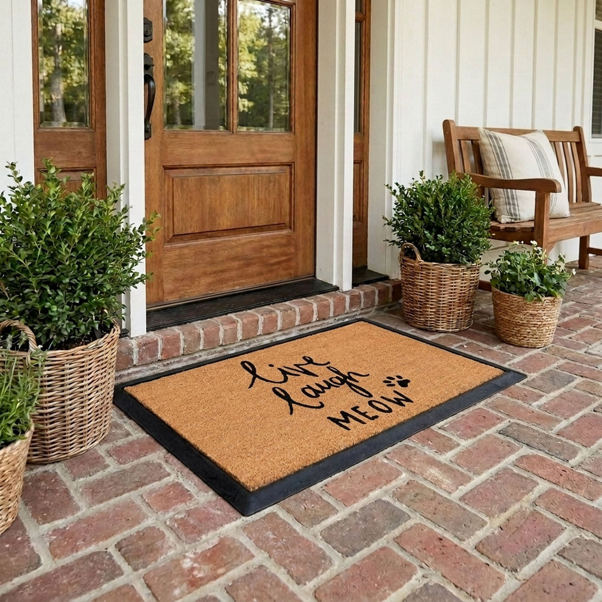 live laugh meow rectangular doormat set