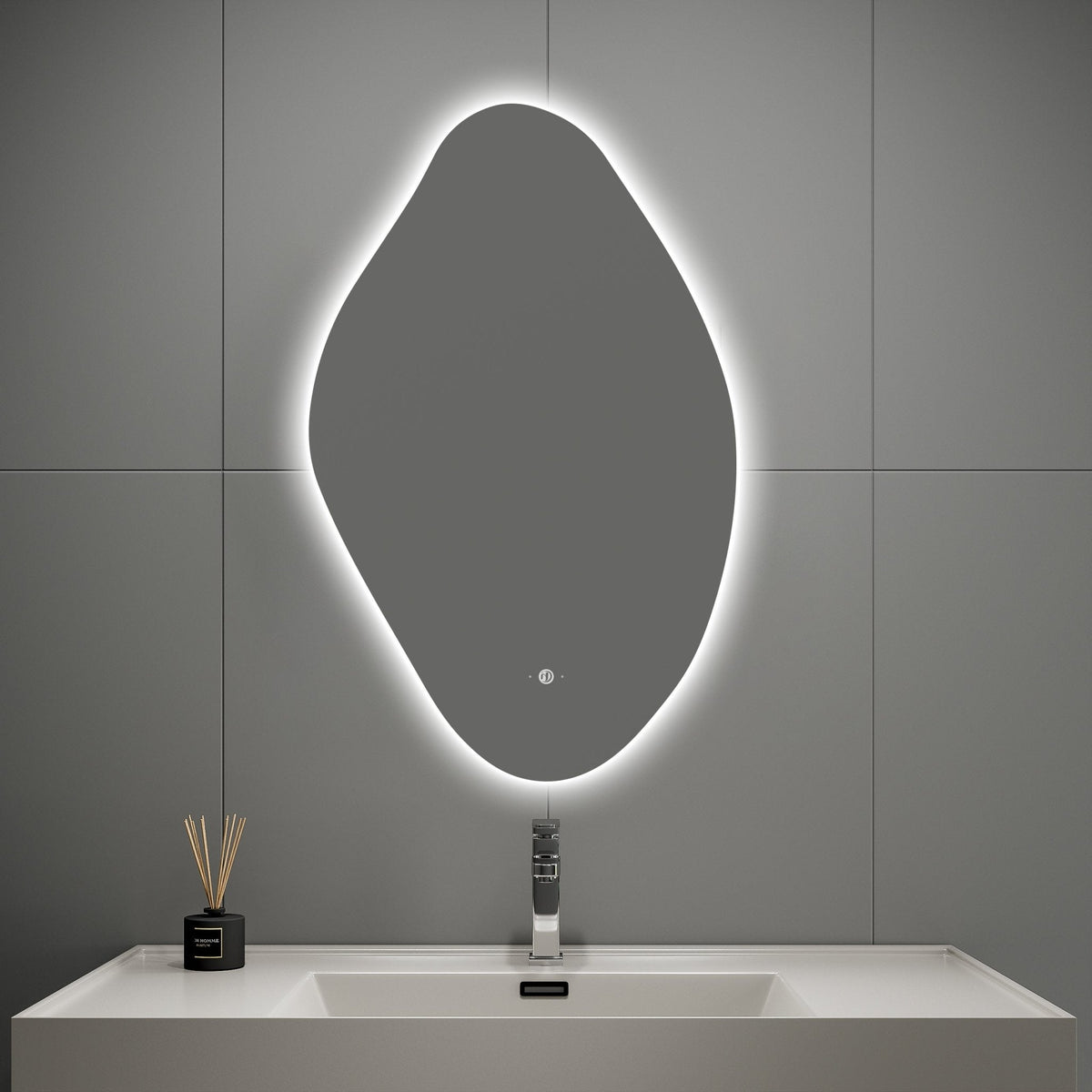 Loop Backlit LED Bathroom Mirror, Wave Sensor, Anti-Fog – 24"x38" / 26"x40"