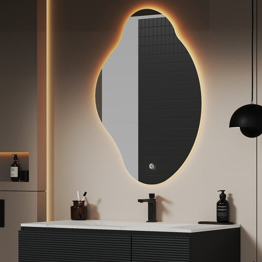 Loop Backlit LED Bathroom Mirror, Wave Sensor, Anti-Fog – 24"x38" / 26"x40"