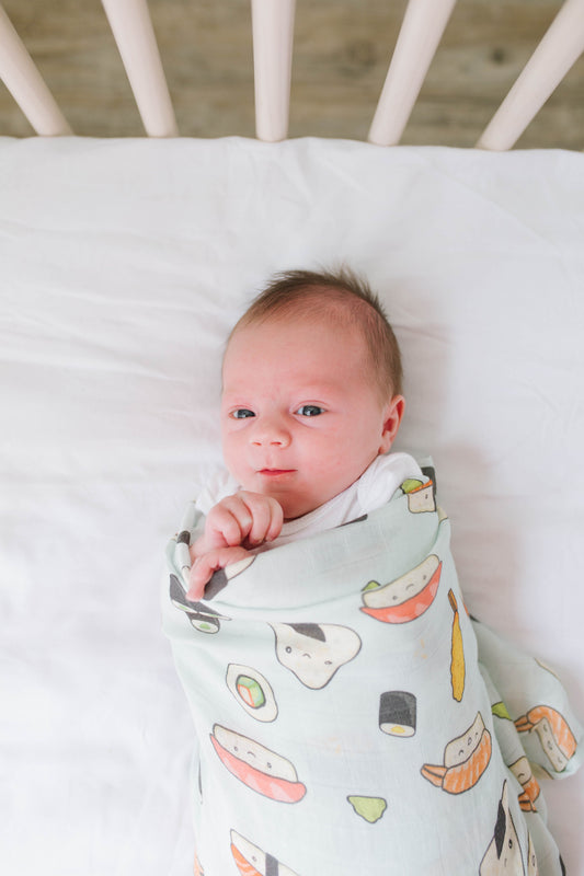 Baby Muslin Swaddle in Tanboocel® Bamboo Viscose - Sushi