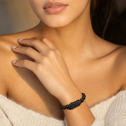 Mala Bracelet "Black Rosewood & Charm" #22