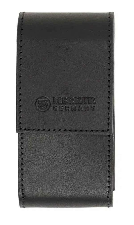 Merkur Leather Case empty for Razor and 10 Blades, Black