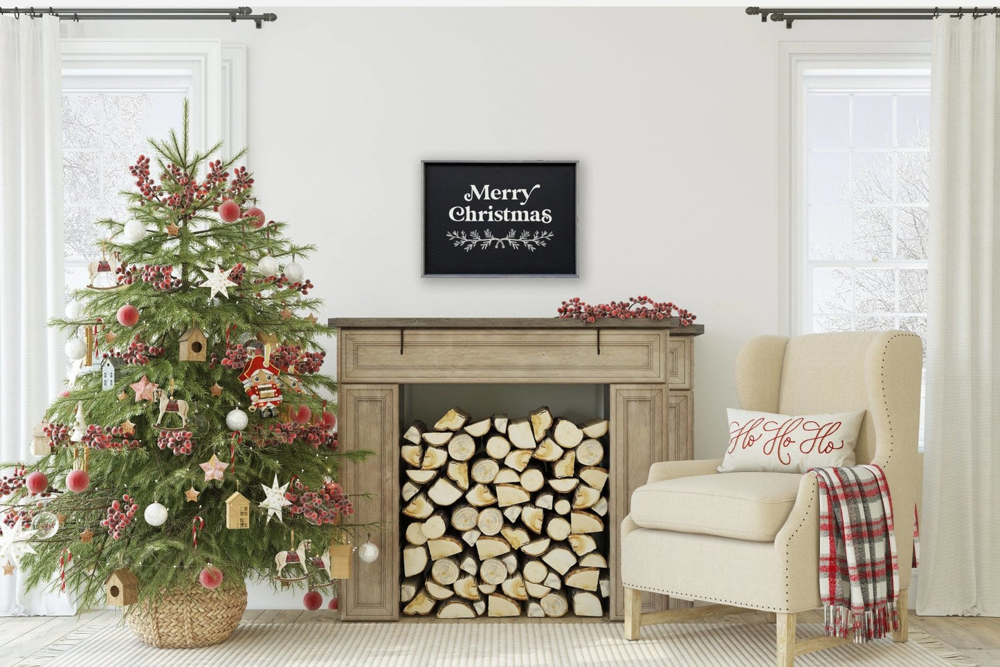 Merry Christmas (18"x24") Wood Sign