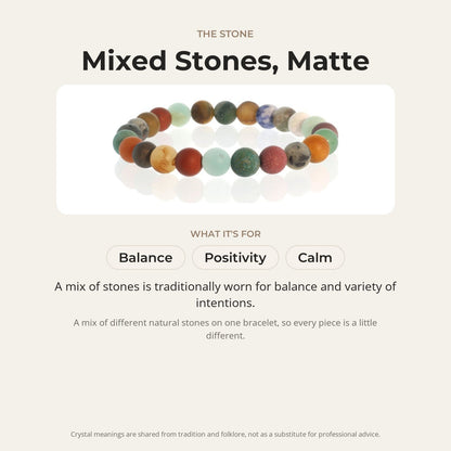 Mix Stones Matte Round Bracelet - 8mm