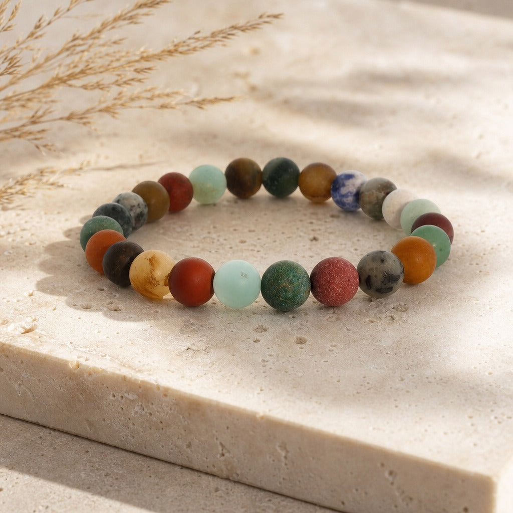 Mix Stones Matte Round Bracelet - 8mm