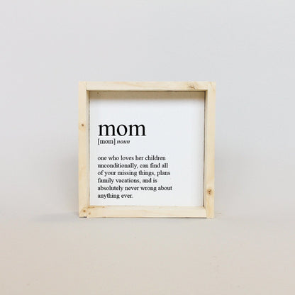 Mom Definition Wood Sign - AURABAGS SHOP