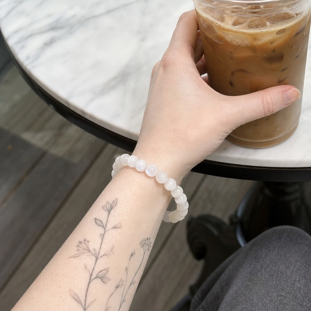 Moonstone Bead Bracelet